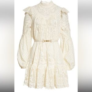 Zimmerman long sleeve mini dress lace with belt